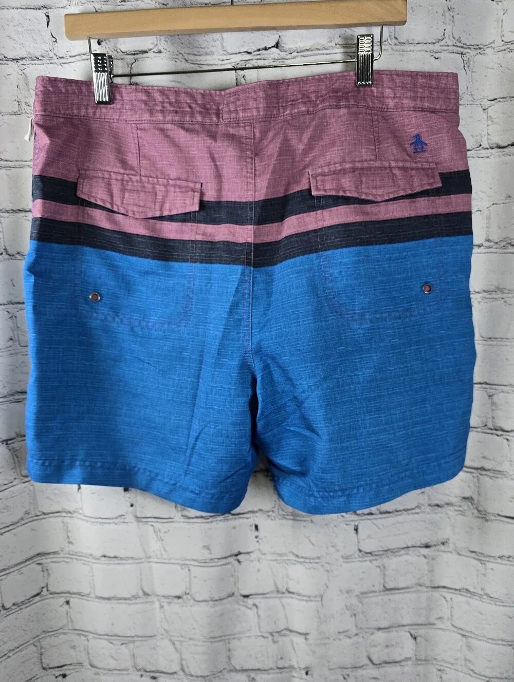 Original Penguin Men's Striped Swim‎ Trunks Board Shorts Size 36